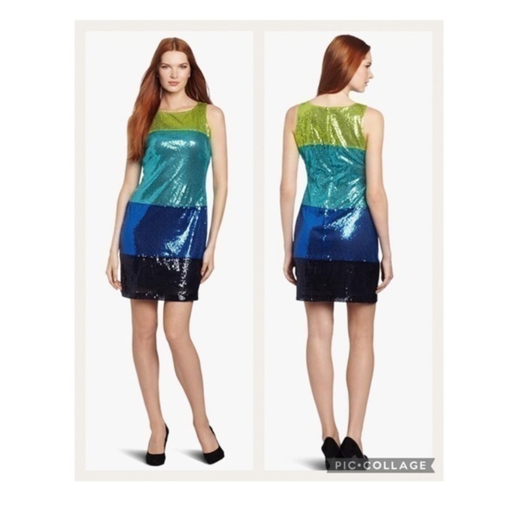 Gabby Skye Sequins Sleeveless Zip Back Mid Thigh Party Stretchy Prom Dress 4 NWT